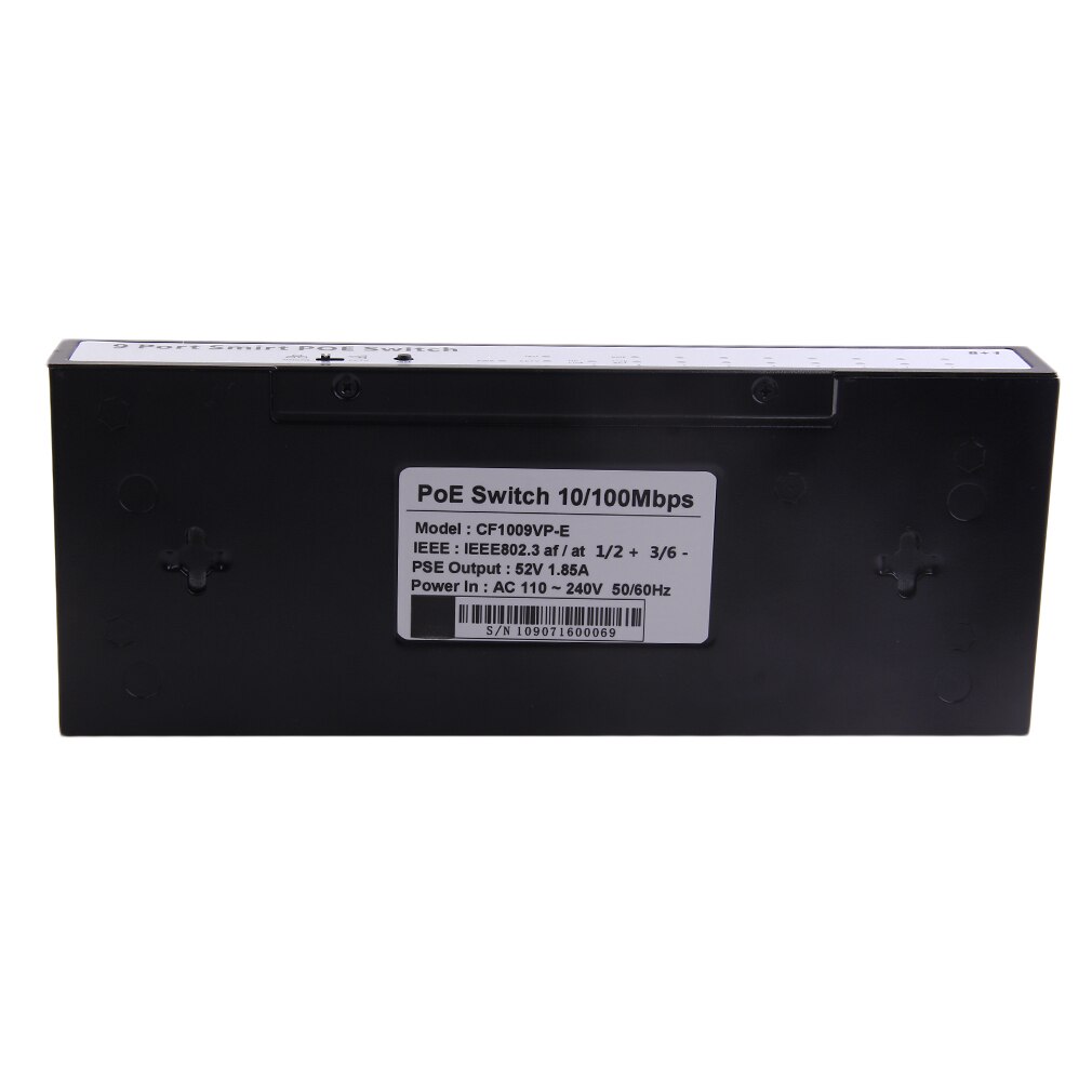 Interruptor estándar IEEE 802, 3af/at 9 + 1 puertos, 10/100Mbps, Ethernet, POE, para Dispositivo de cámara IP, CF1009VP-E negro