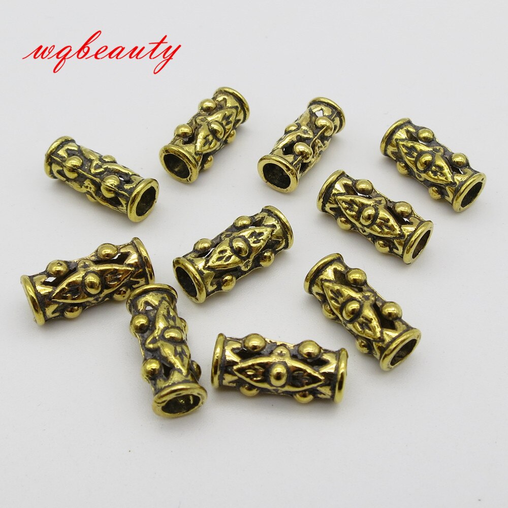 10 Stks/partij Antieke gouden haar dread dreadlock kralen manchetten ca. 4.2mm binnenste gat pak voor dunne vlechten