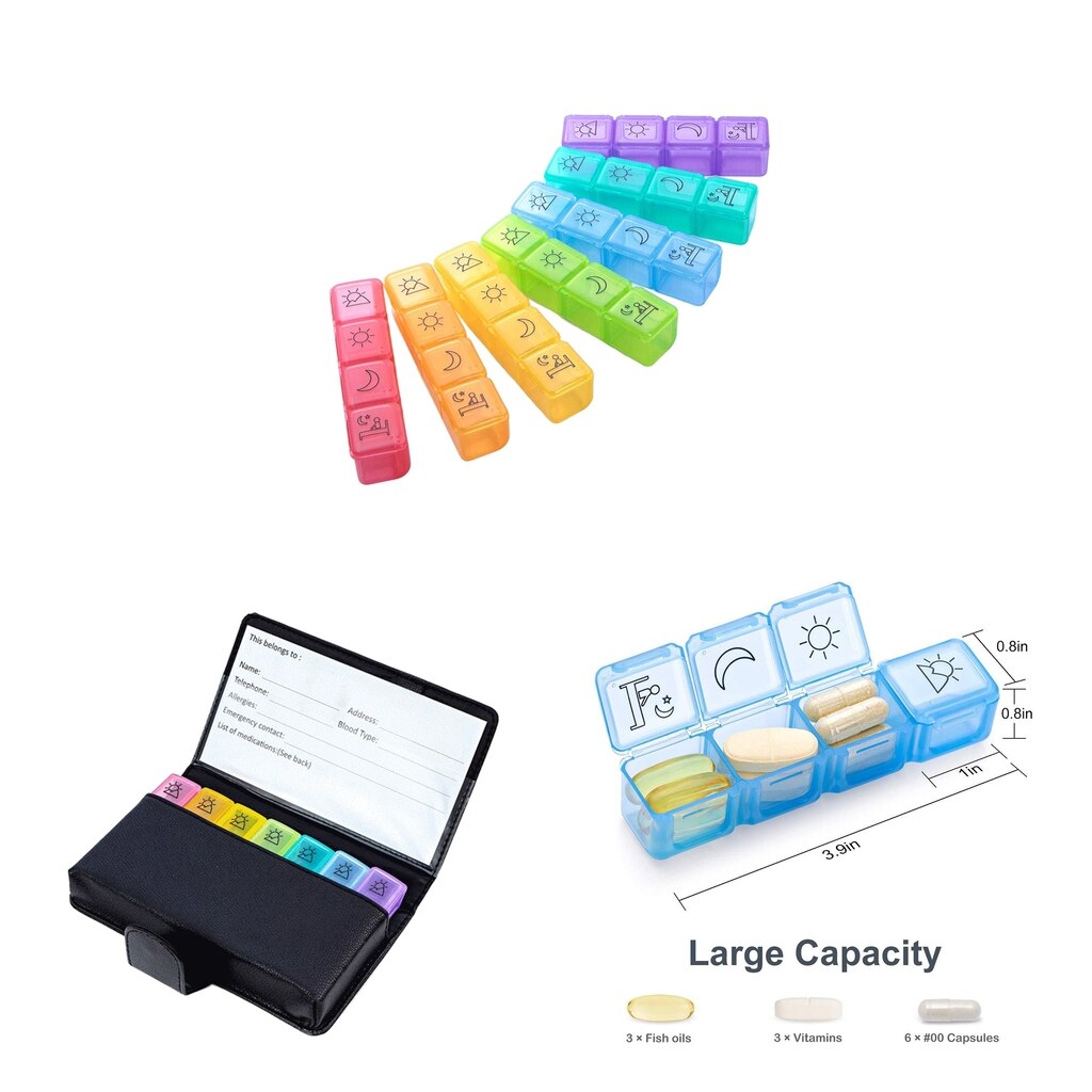28 Slots 7 Day Pill Medication Dispenser Organizer Box For Vitamins