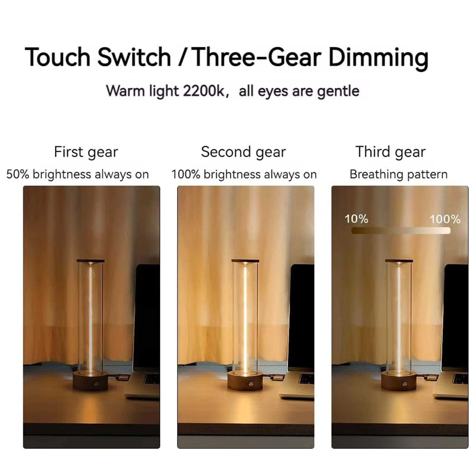 Oplaadbare draadloze draagbare LED-tafellamp met magnetische voet, aanraaksensor en dimmen op 3 niveaus - Ideaal voor slaapkamerverlichting