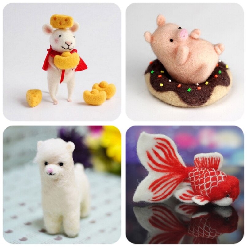 Christmas Needle Felting Kit for Beginner Animal Wool Felting Set Handmade Needlework Non Finished Felt Kit English Manual