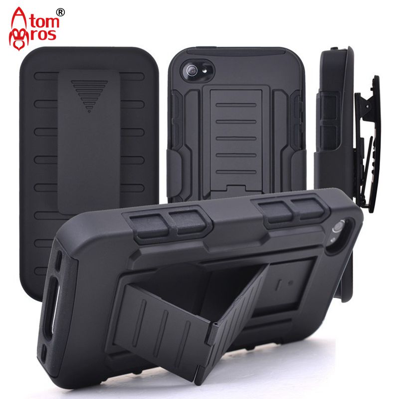 Robuste Stoßfest Rüstung Gürtelclip Holster Heavy Duty Abdeckung Fall Für iPhone 4/4 s Fällen Telefon Stand Halten Shell Haut Fundas