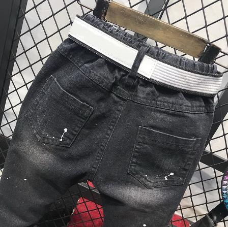 (inget bälte) raka jeans barn elastisk midja baby barnkläder lämplig för 2-6 år