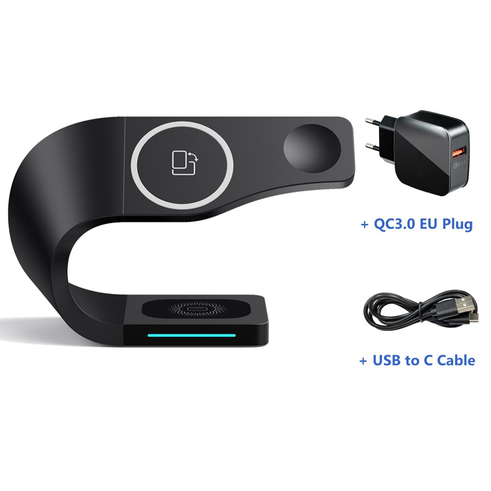 15w magnetische schnelllade-dockingstationen für iphone 13, 13 pro, 12 pro max , 4 in, 1 , airpods pro und iwatch  se 6, 5, 4, 3.: Schwarzer eu-stecker