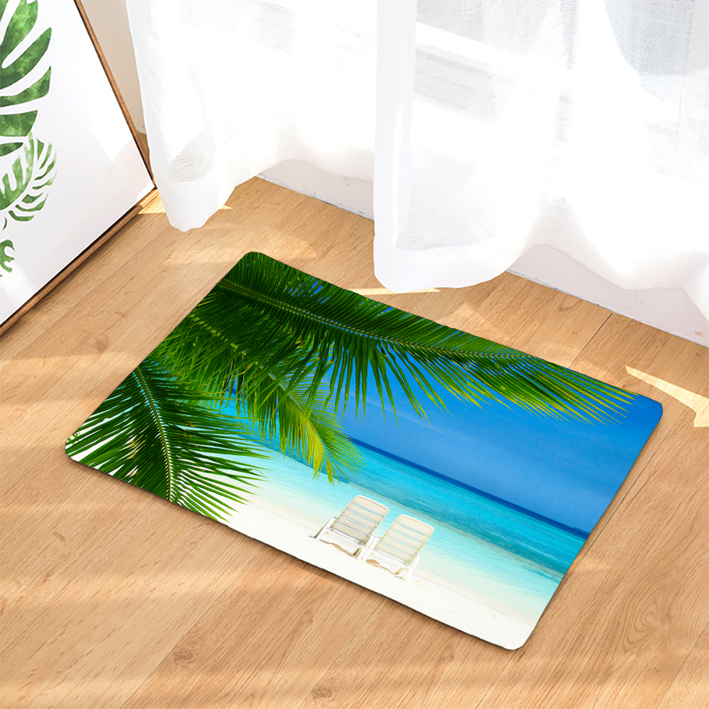 45*75CM Mediterranean Ocean Beach Style Bathroom Carpet Bath Mat Set 3D Printed Bathroom Floor Carpet Toilet Rugs WC Doormat: army green / 500MMx800MM