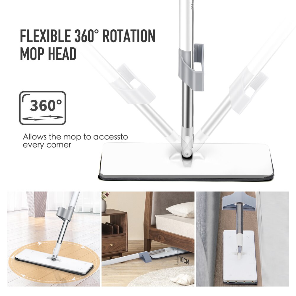 Microfiber Mop Floor Cleaning Hardwood Hand Free Washing Mop Laminate Tile and Wood Floor Cleaner Mop Dry Wet Mop Cleaning Tools