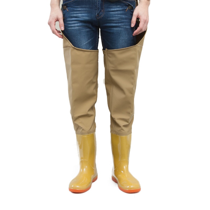 High-Jump Over Knee Waterproof Fishing Waders Leg pants Shoes Dichotomanthes End Rain Boots Adjust Height Strap Water Overalls