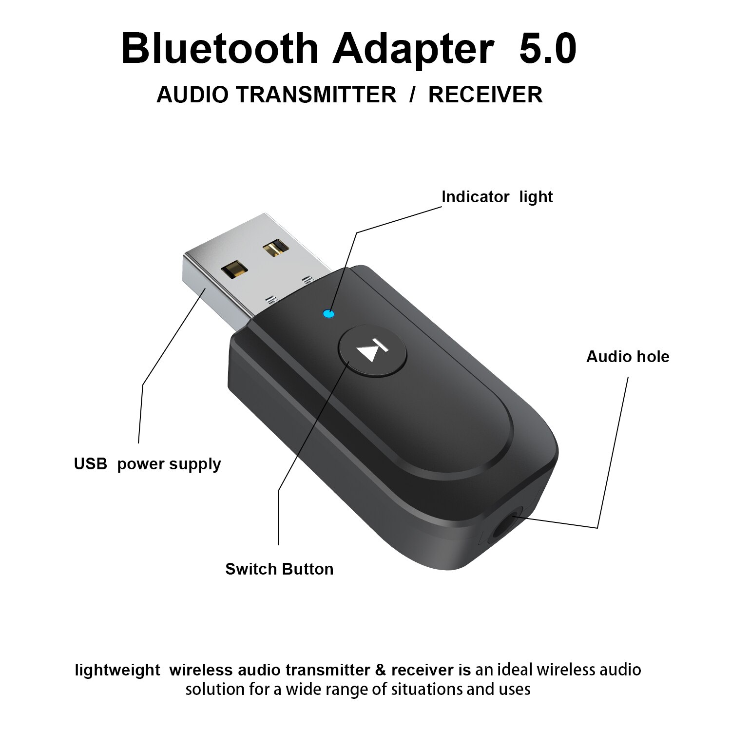 3 In 1 Usb Bluetooth Zender Ontvanger Adapter Usb Bluetooth 5.0 O Ontvanger Voor Computer Tv Speakers