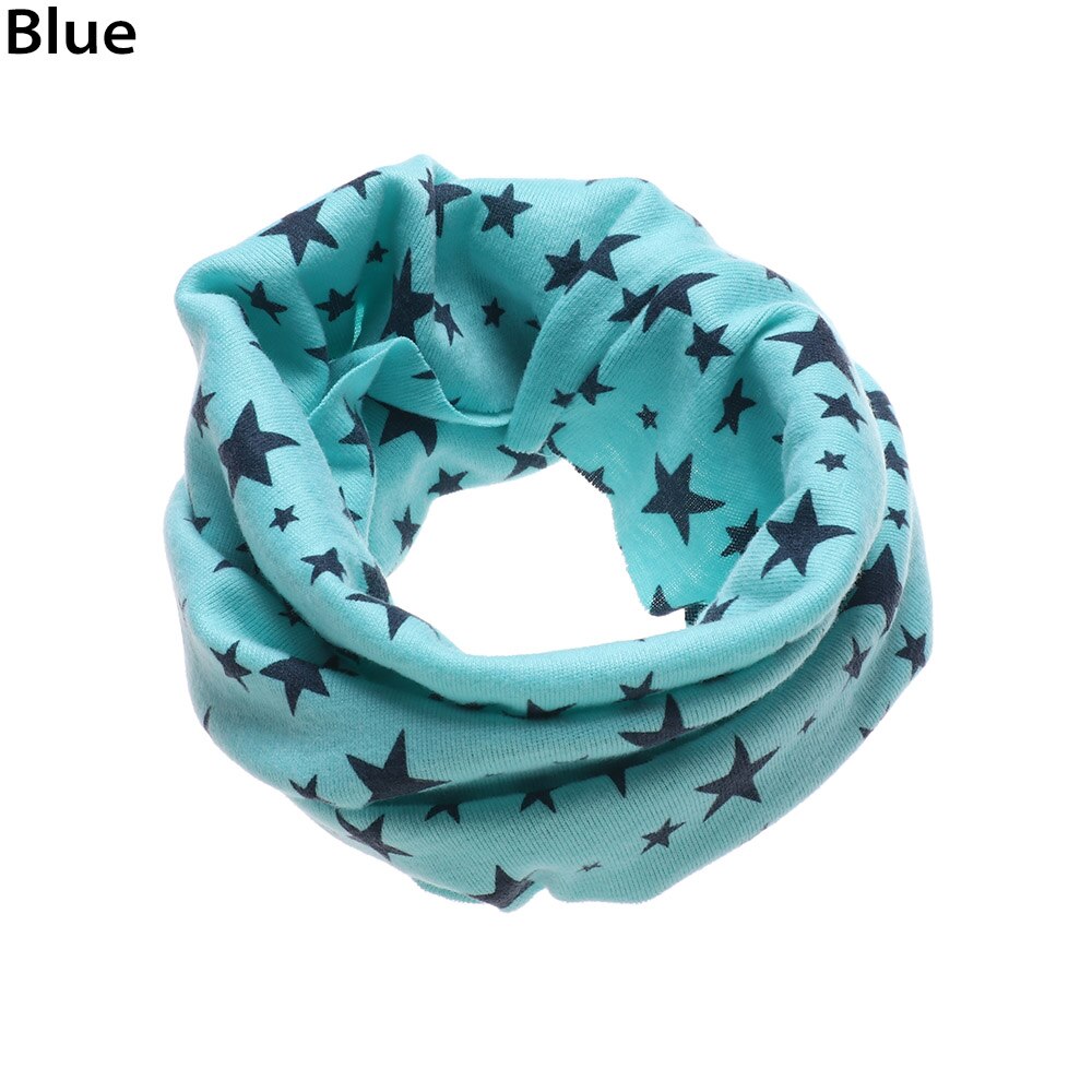 Børn unisex varmt bomuld tørklæde stjerner trykt snood udendørs hals varmere vindtæt lang krave tørklæder 9 farver: Blå