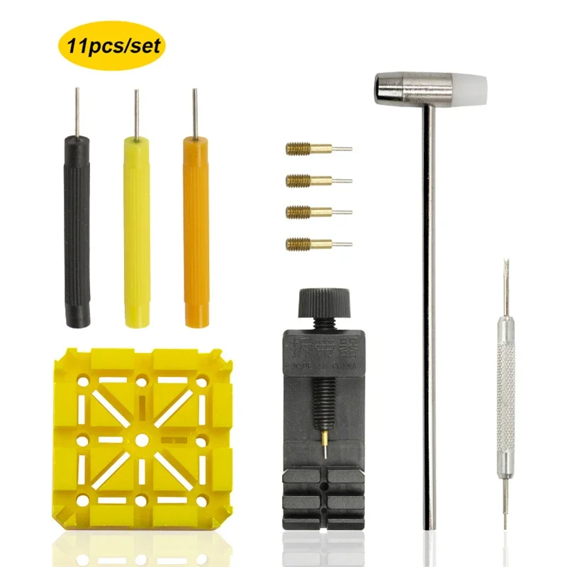11-delige horlogereparatieset Horlogelinkband Spleetband Armband Ketting Pin Remover Richter Tool Kit voor professionele horlogemaker