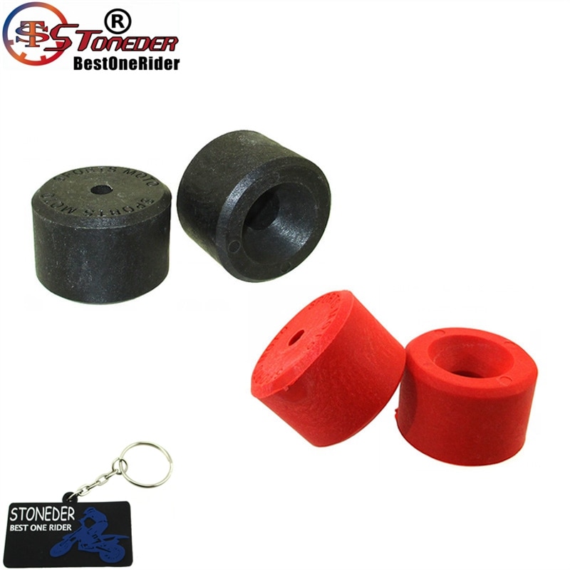 STONEDER Black &amp; Red Supermoto Crash Bobbins Rubber For Pit Dirt Motor Bike Motord
