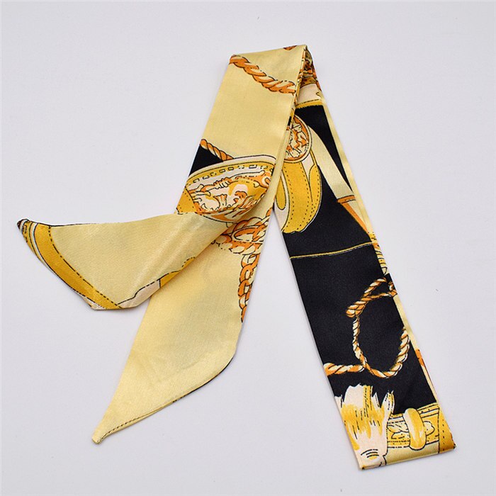Petit foulard en soie pour femme imprimé poignée sac rubans foulard de tête petits foulards longs et fins: 13