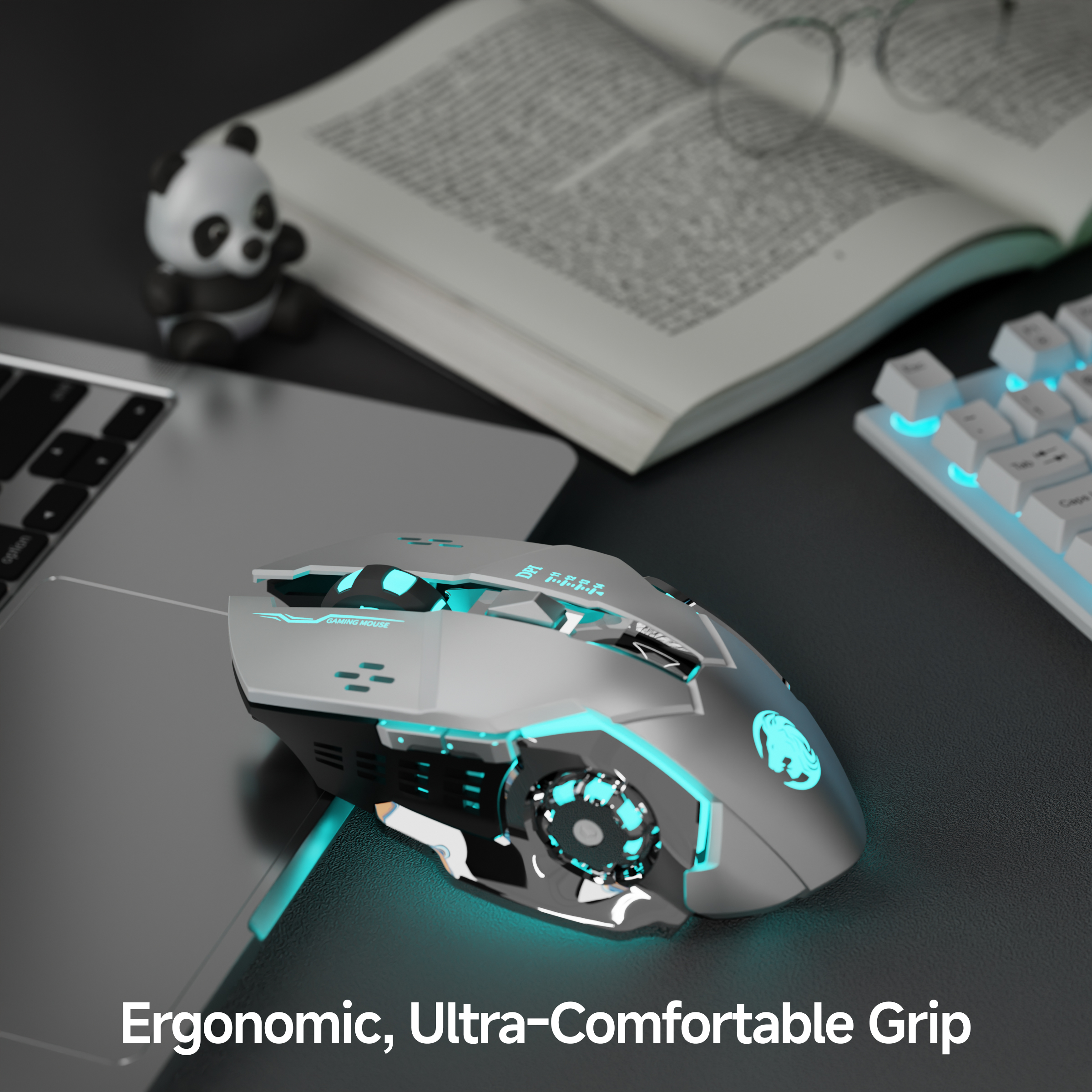 Eweadn  g306 spillmus, stillegående, trådløs bluetooth, for spilling og kontor, ergonomisk, komfortabelt grep, for pc, bærbar pc, e-sport