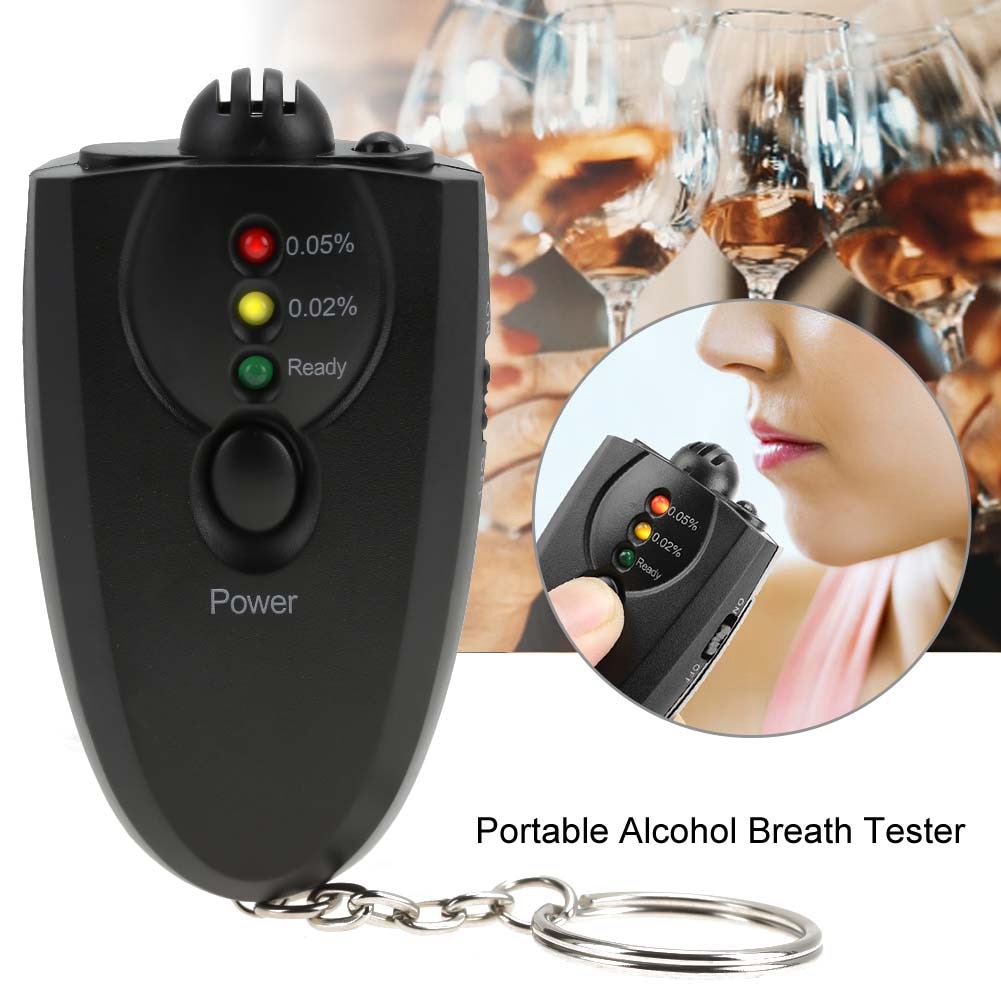 Draagbare Professionele Sleutelhanger Alcohol Meter Adem Tester met LED Zaklamp Functie Zwart Mini Geblazen Alcohol Tester Blaastest