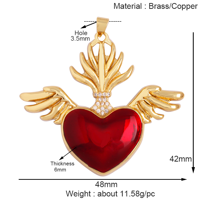 Colgante con dije de corazón de amor victoriano rojo sagrado fino a la , cuentas de cristal de semillas coloridas de estilo bohemio, suministro de collar de joyería L95