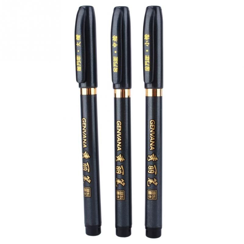 3Pcs Draagbare Chinese Japanse Kalligrafie Borstel Pen Schets Pennen Zachte Borstel Schilderen Pen Inkt Pen Maat S M L