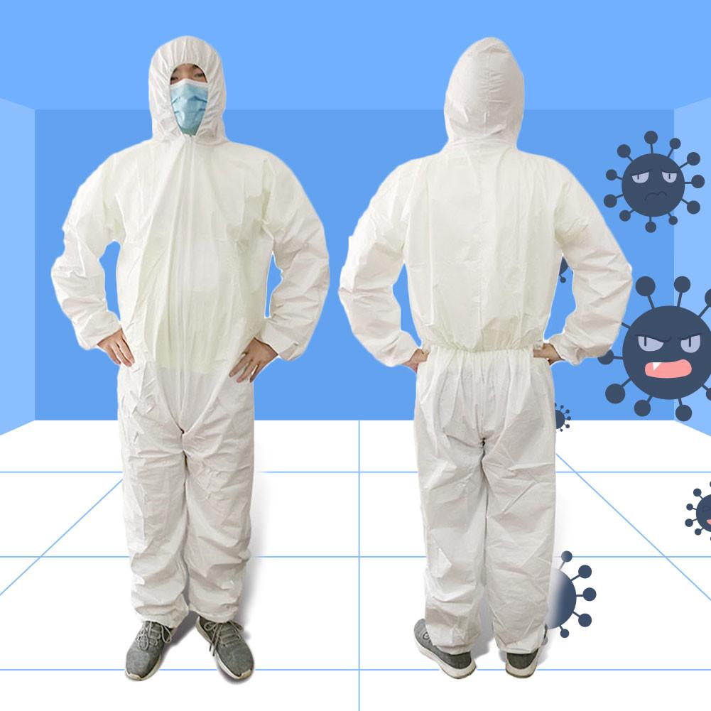 Disposable Three-piece Hood Protective Clothing Unisex One-piece Full-body Isolating Clothing White PP Non-woven Fabric