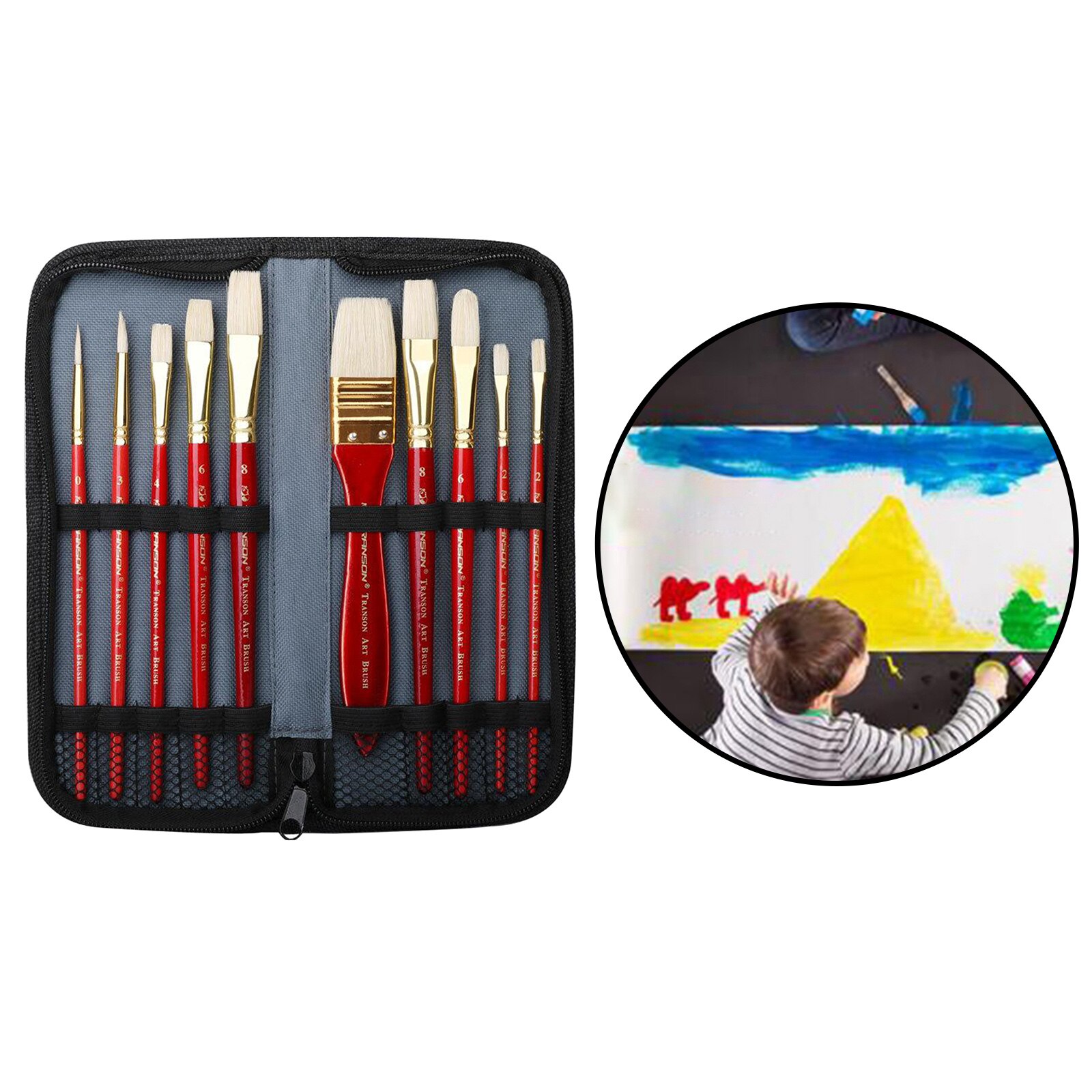 10pcs Art Acrylic Painting Brushes for Watercolor Face Body Painting with Bag