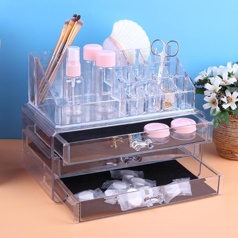 Makeup Organizer Storage Box Acrylic Cosmetic Tool Organizer Jewelry Organizer Makeup Storage 1/2 layer Drawers Case