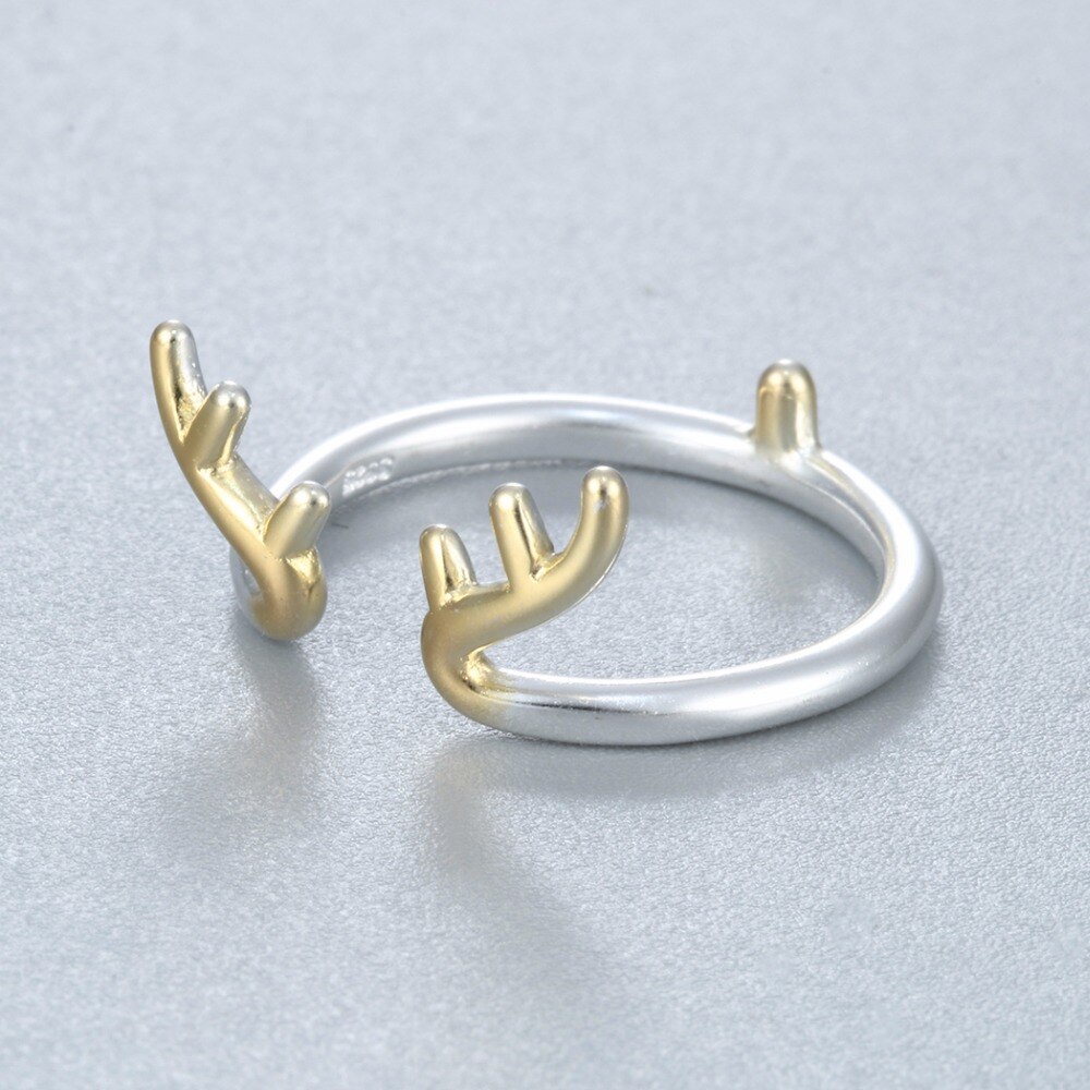 Neue Rentier Hirsch Geweih Ringe für Frauen Einstellbare Ebene Horn offen Finger Ring Schmuck Zubehör Schmuckstück bagues femme