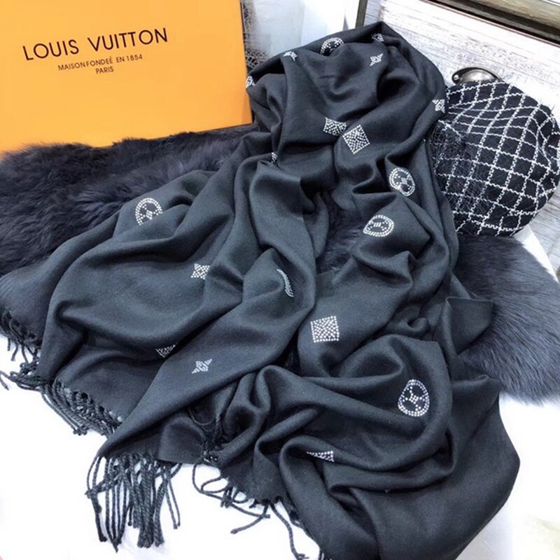 Winter Warm -drilling Scarf Women Pashmina Shawl Cashmere Solid Scarves Blanket Shawls scarf female stole: style 15