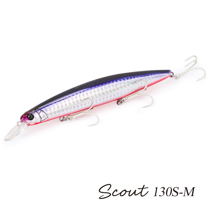 TSURINOYA 130S-señuelo de pesca de pececillo que se hunde, SCOUT, 130mm, 24g, fundición larga, lengüeta de lubina, cebos duros artificiales grandes para pesca en el mar: violet