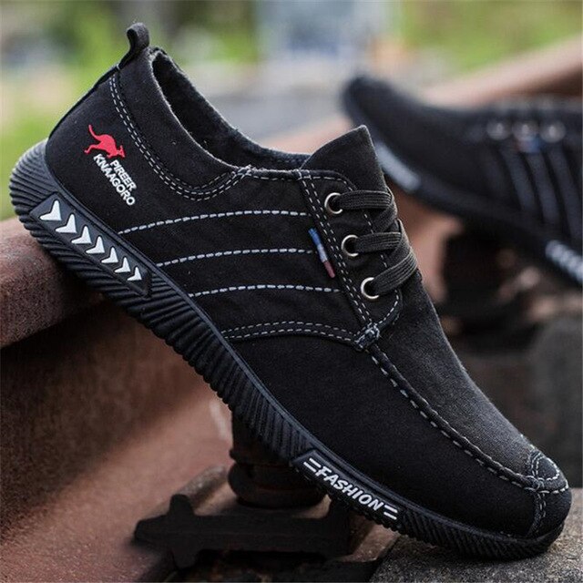 Loafers heren canvas schoenen denim casual schoenen heren sneakers veterschoenen heren sneakers ademende schoenen zwart tenis masculino: Hmy 307 zwart / 8.5