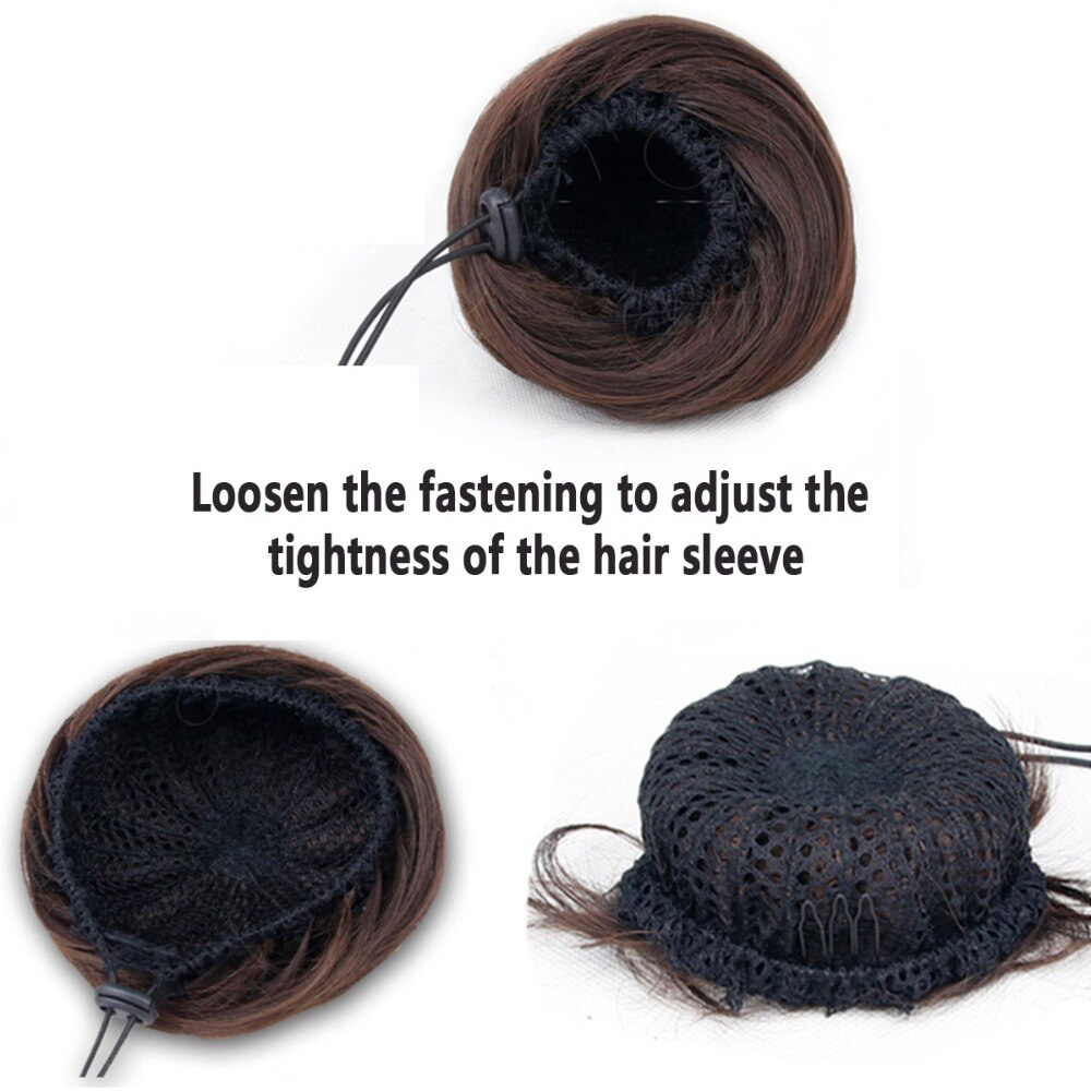 Buqi-extensiones de pelo corto y liso para mujer, moños resistentes al calor, Clip sintético de , accesorios para el cabello