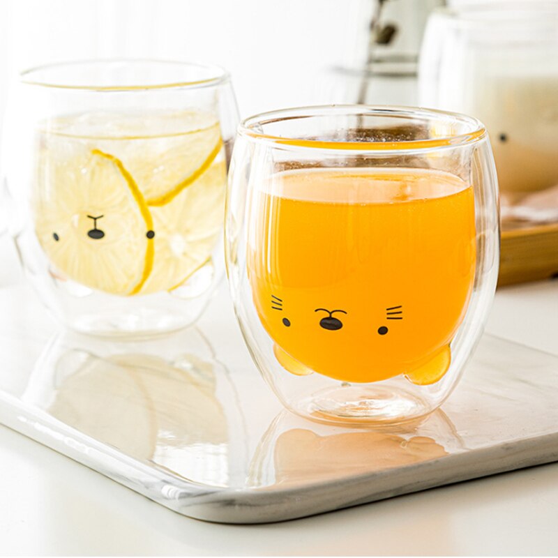 3D 2 niveaux belle Panda ours innovant bière verres résistant à la chaleur Double paroi tasse à café matin lait verre de noël