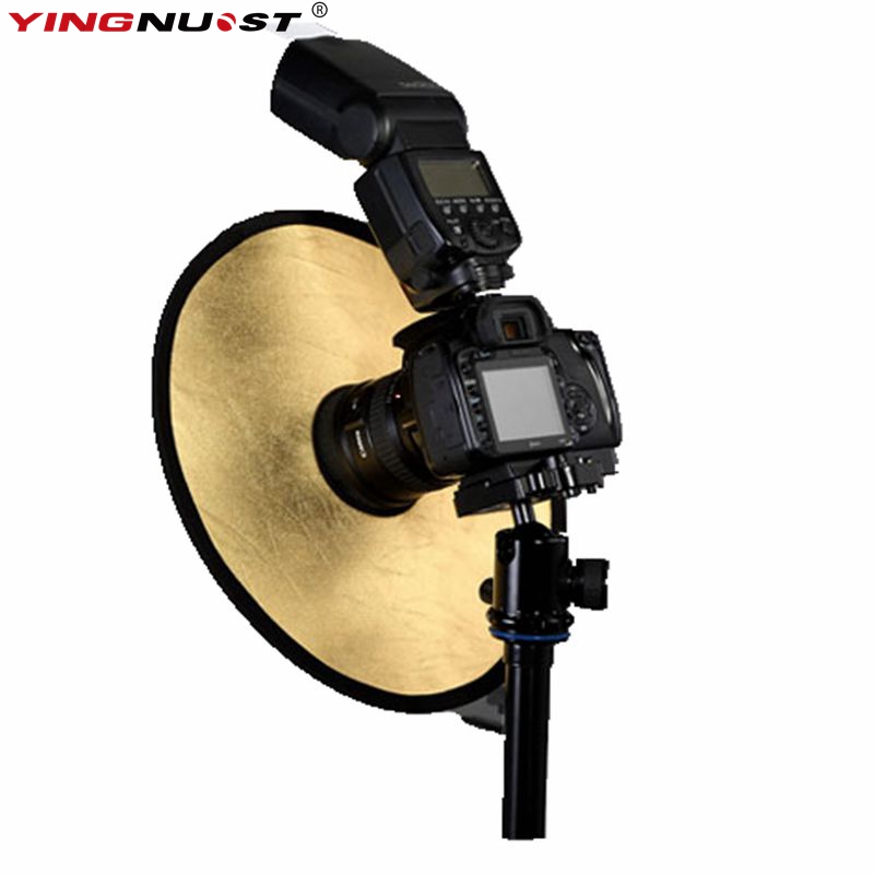 2in1 30 Cm Goud Zilver Draagbare Vouwen Reflector Dslr Camera Accessoires Flash Diffuser Softbox Fotografie Reflector Met Gat