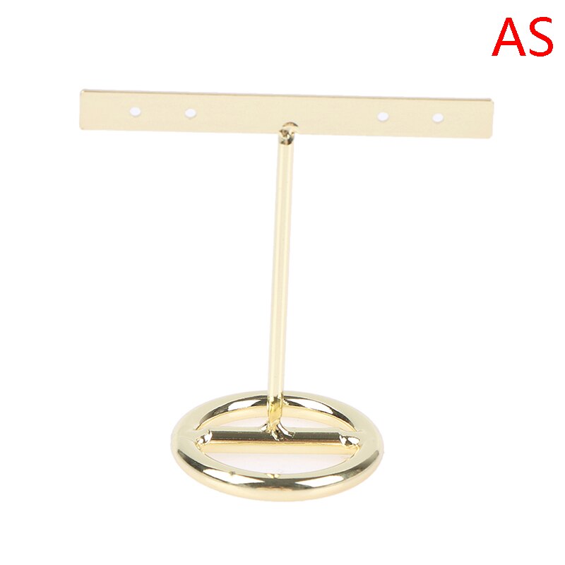 Gyldent metal t-formet armbånd ring øreringe organizer smykkeholder stativ halskæde armbånd display rack: Som