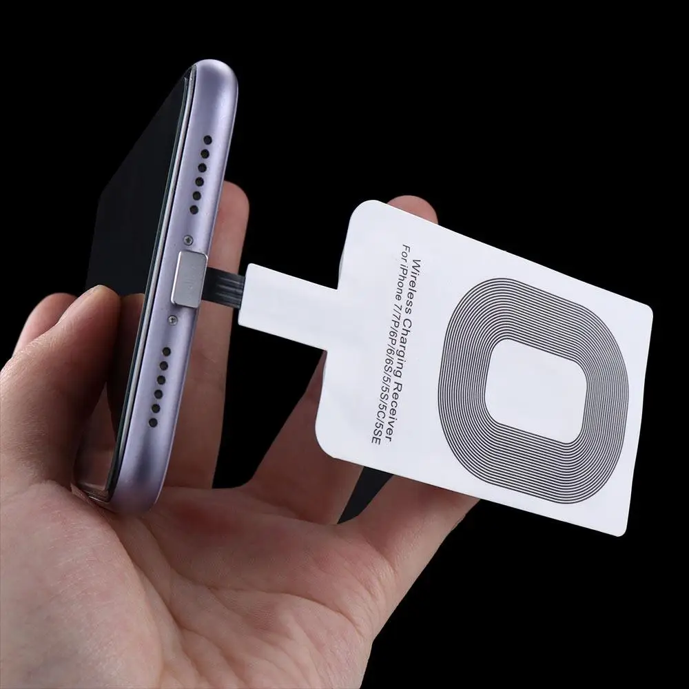 Typ-c-adapter qi trådlös laddning induktionspatchladdningsspolemottagare laddare för iphone 5 5s se 6 6s 6 plus 7 plus android
