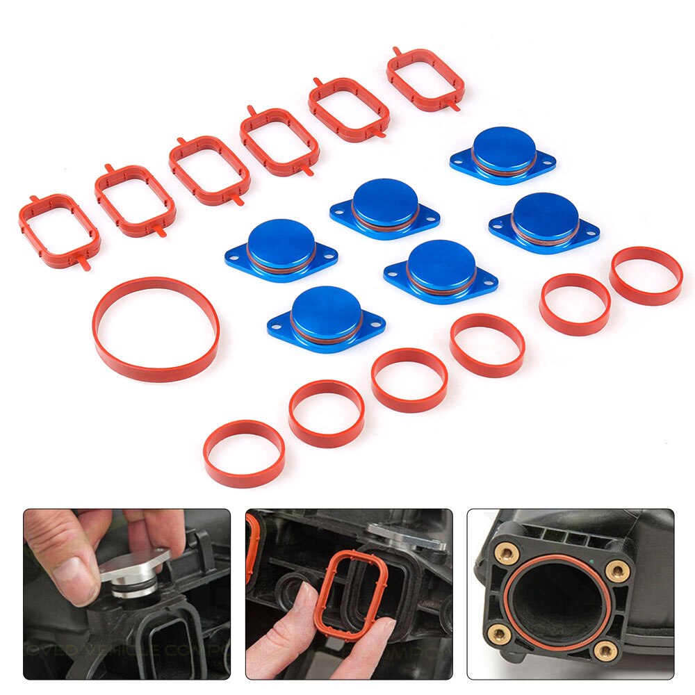 For BMW M57 6X33mm Auto Replacement Parts Swirl Blanks Flaps Repair Delete Kit with Intake Gaskets Key Blanks: Blue