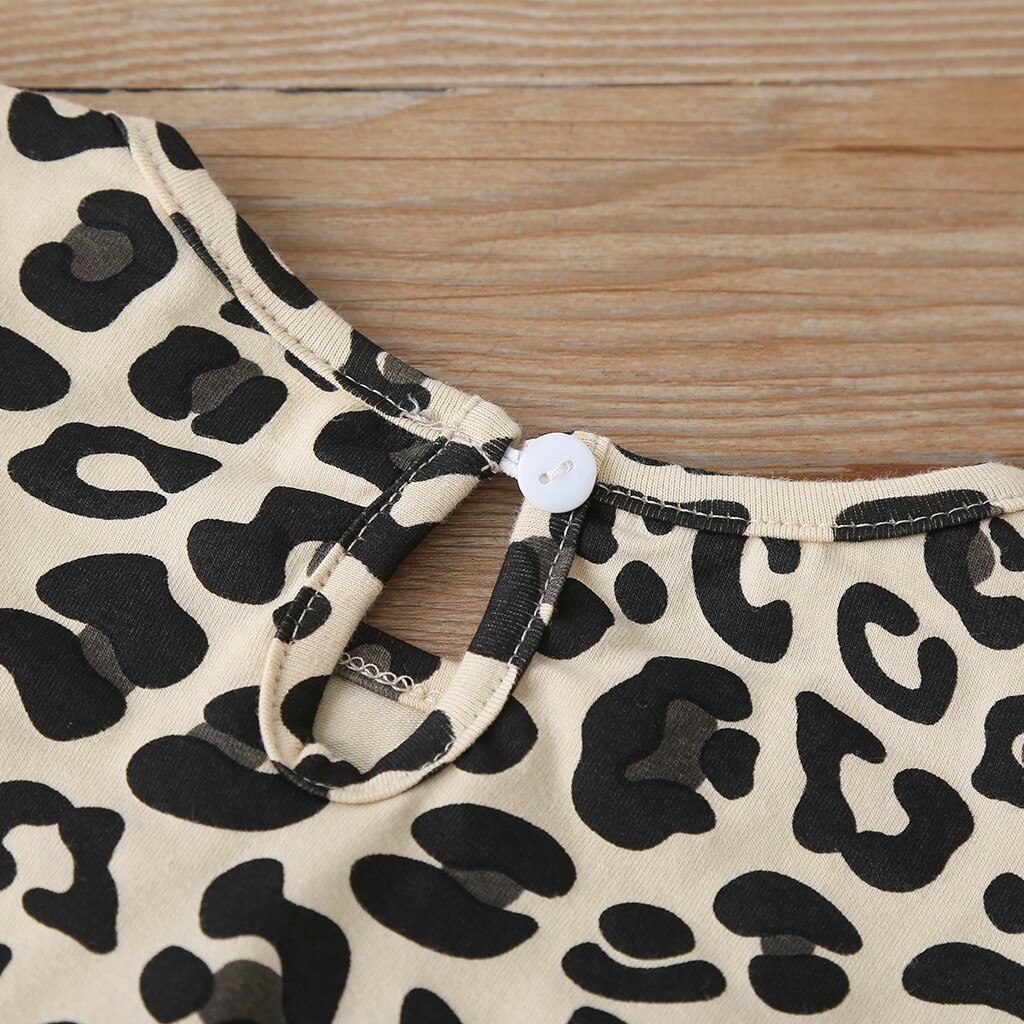 2020 autunno Bambino di Inverno Del Bambino Scherza I Vestiti Del Bambino Delle Ragazze Casual Abiti A Maniche Lunghe Della Stampa Del Leopardo Dell'increspatura Del Vestito Del Bambino Vestiti Della Ragazza