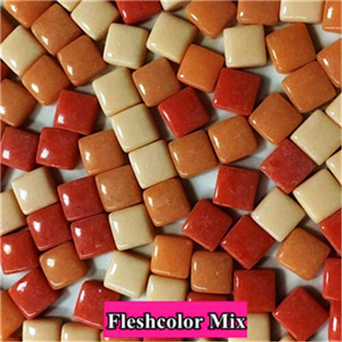 125pcs(Approx. 250g/8.82oz) Jade Mosaic Tiles 1.1*1.1*0.4cm Square Mosaic Stones DIY Mosaic Craft Materials Mix Color: Feshcolor Mix