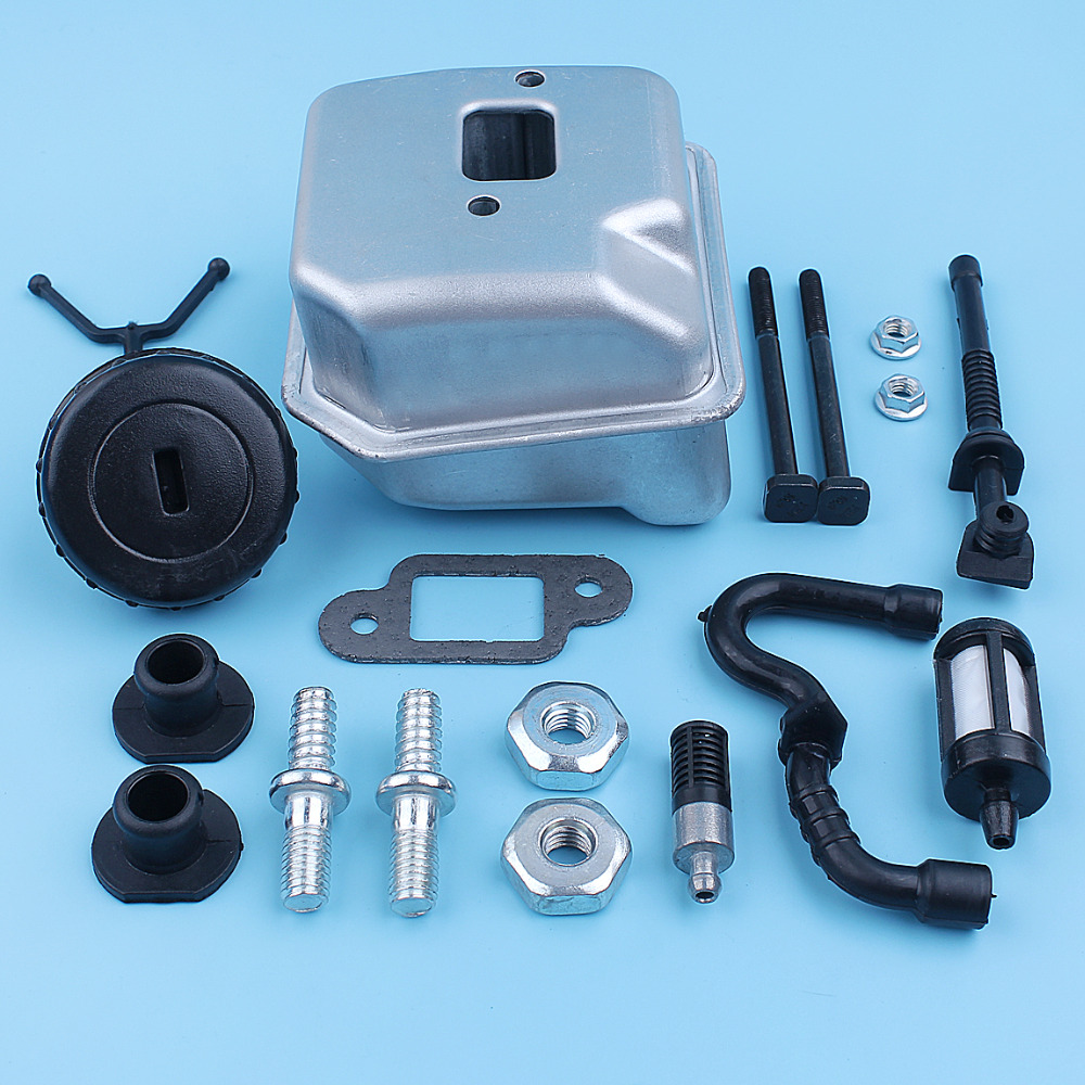 Schalldämpfer-auspuffschalldämpfer-set für stihl 018 ms180 017 ms170 ms 180 170 ms180c ms170c kettensägenstange, bolzenmutter, heizölfilterlinie