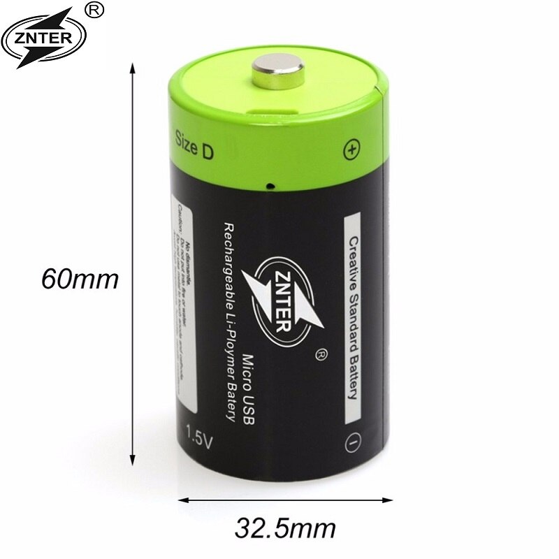 6000 MAH Lipo lithium polymer ZNTER batterij 1.5 V D oplaadbare batterijen + 1 pcs USB kabel mobiele voor gas fornuis oven