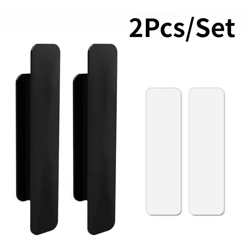10/2PCS Cabinet Drawer Handle Self-adhesive Door Wardrobe Handle Kitchen Cabinet Window Glass Door Knobs Furniture Hardware Pull: 15mm / black