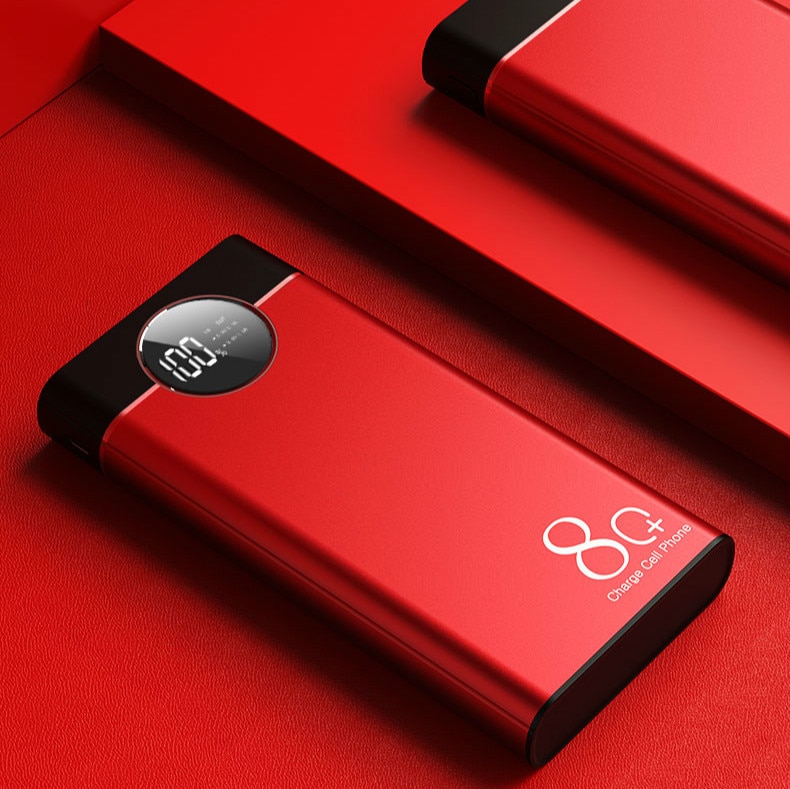 Power Bank 80000mah Large Capacity Portable Fast Charging for Iphone Xiaomi Samsung 2 USB External Battery PoverBank: Red