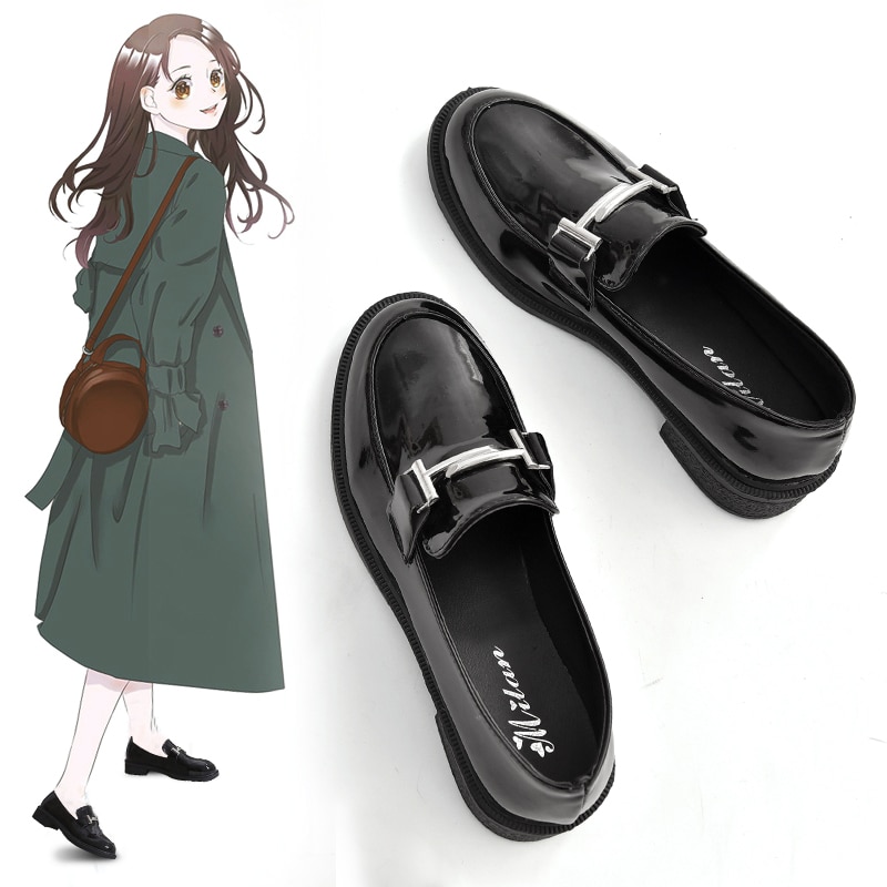Mocasines de cuero japonés con hebilla de Metal para mujer, zapatos femeninos de tacón grueso, estilo derby, zapatos de cuero pequeños