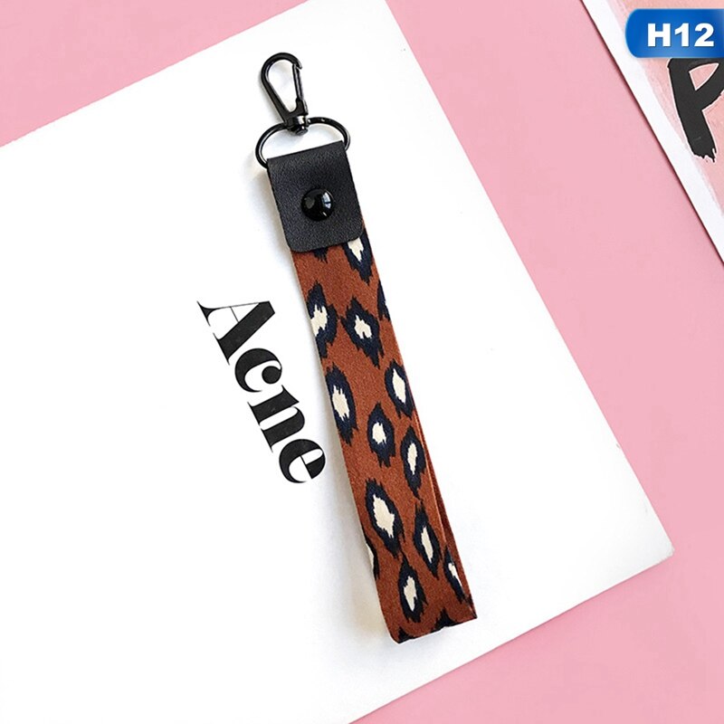 Soporte de teléfono con estampado de leopardo, cordón para llaves, tarjeta de identificación Cheetah, correas de cuello de Teléfono Animal con llavero: H12
