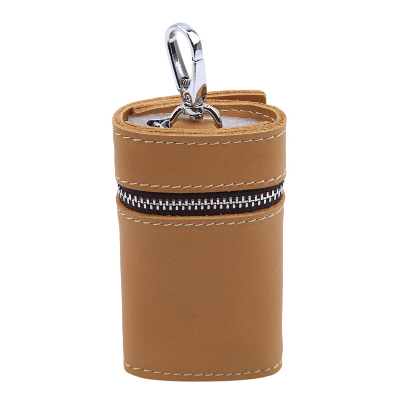 Caso chiave delle Donne degli uomini di Vita del Cuoio Multi-funzione Sacchetto di Chiave dell'automobile di casuale Sacchetto di Cuoio di Strato Superiore Della Chiusura Lampo scatola raccoglitore dell'UNITÀ di elaborazione di LKEEP 18 centimetri: cachi