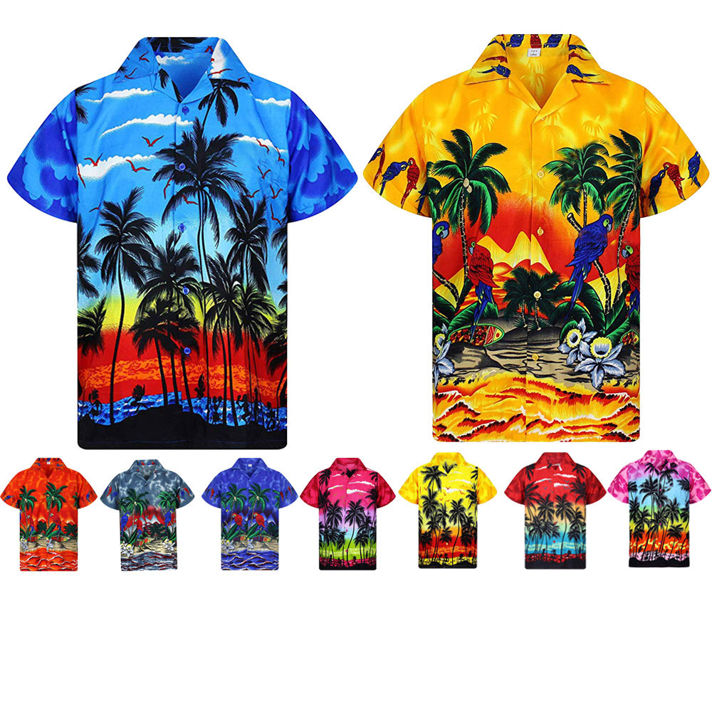 Palmetryk herre hawaiianske skjorter korte ærmer afslappet sommer mænd tropiske aloha skjorter fest strandtøj tøj chemise 3x