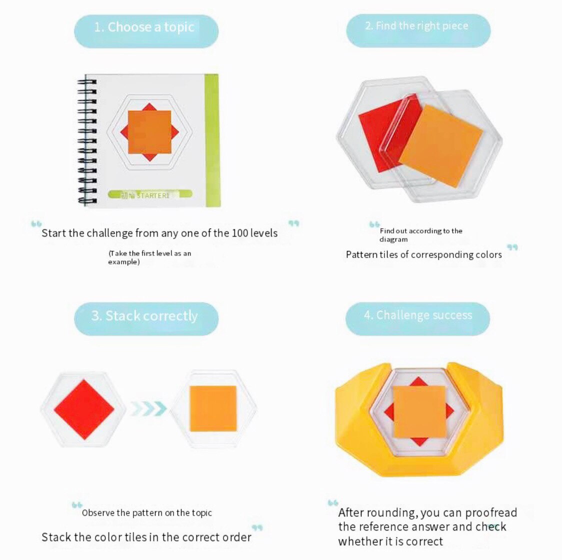 100 Challenge Color Code Puzzle Games Tangram Jigsaw Board Toys Children Kids Develop Logic Spatial Reasoning Skills Toy