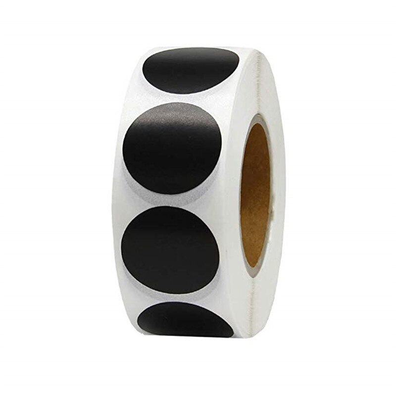 500Pcs/Roll Chroma Label Color Code Dot Labels Stickers 1 Inch Red Green White Yellow Blue Pink Black Purple Stationery Stickers: Black