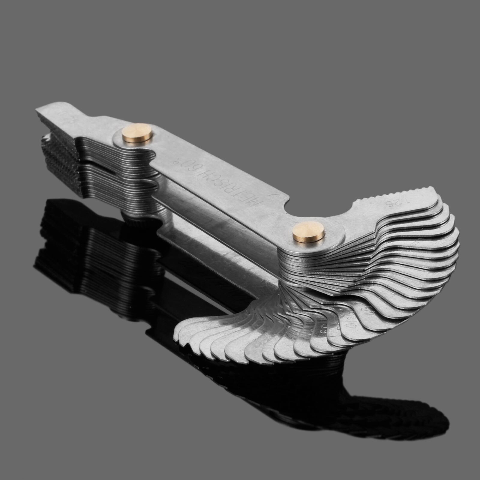 DRELD 52Pcs Steel Thread Measuring Gage Metric Whitworth Screw Pitch Gauge 60 Degree 0.25mm-6mm Measuring Tool