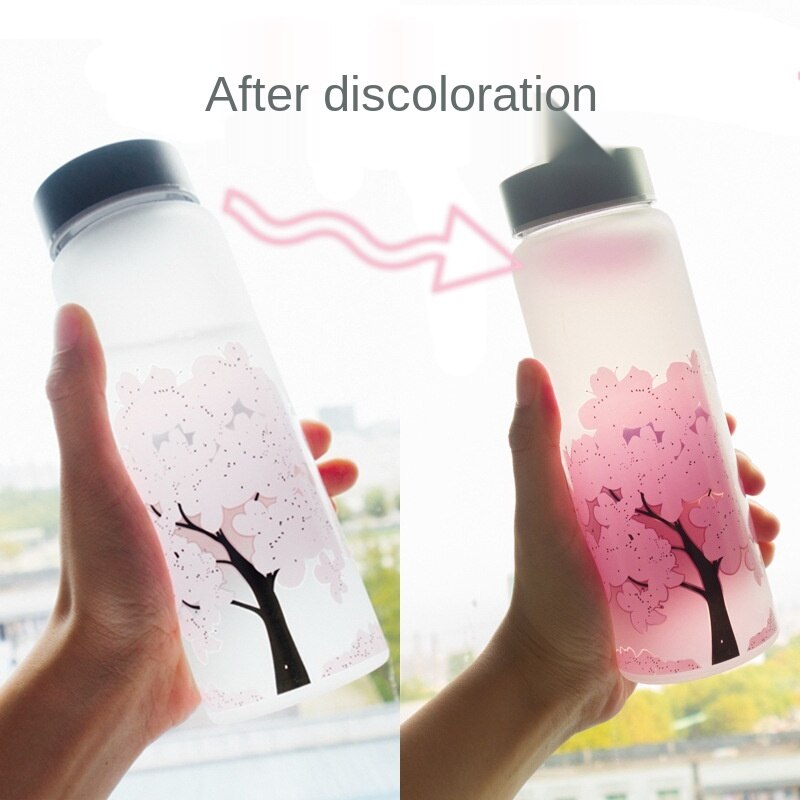 1000 ml kirsebær gradient farve glas vandflaske med beskyttende taske til studerende søde sportsdrikkeflasker  zm108