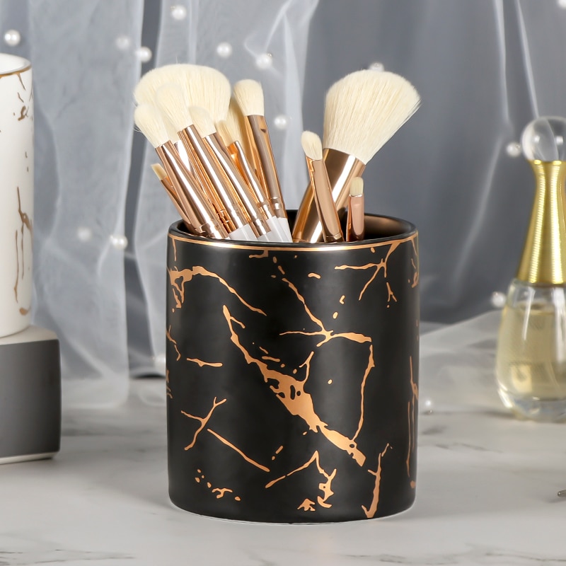 1 sztuk stojak na pędzle robić makijażu marmuru pędzle robić makijażu kubek ceramiczny Organizer robić przechowywania kosmetyków łazienkowy uchwyt na szczoteczkę robić zębów Caja Maquillaje