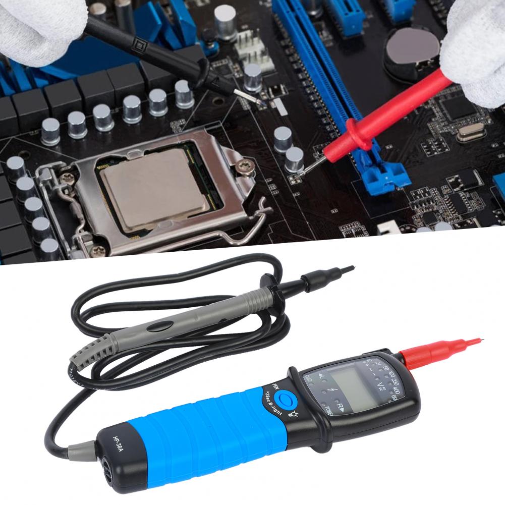 Probador de voltaje de HP-38A, pantalla LCD, medición precisa, retardante de llama, multímetro Digital tipo bolígrafo IP64 con lámpara de luz para Circ