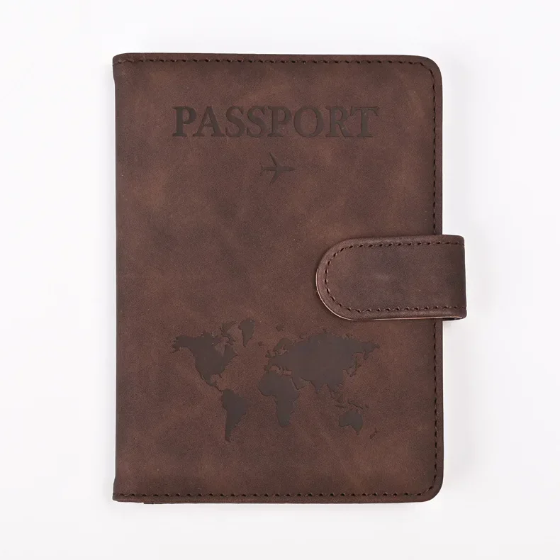 Funda para pasaporte de cuero PU para hombre y mujer, porta pasaporte de viaje con tarjetero, funda protectora tipo billetera: Negro